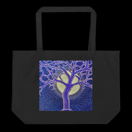 D - Full moon and tree - 20 x 14 organic cotton tote bag