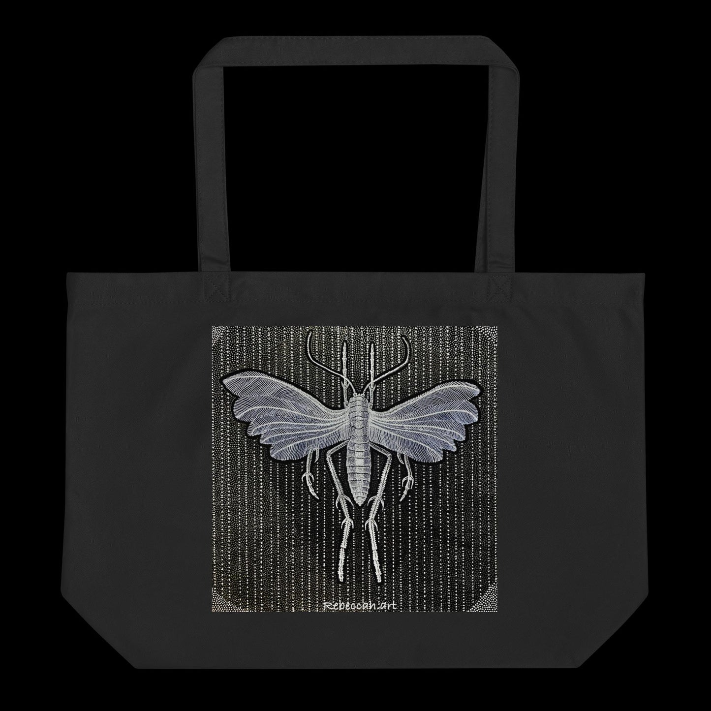D - White plumed moth - 20 x 14 organic cotton tote bag