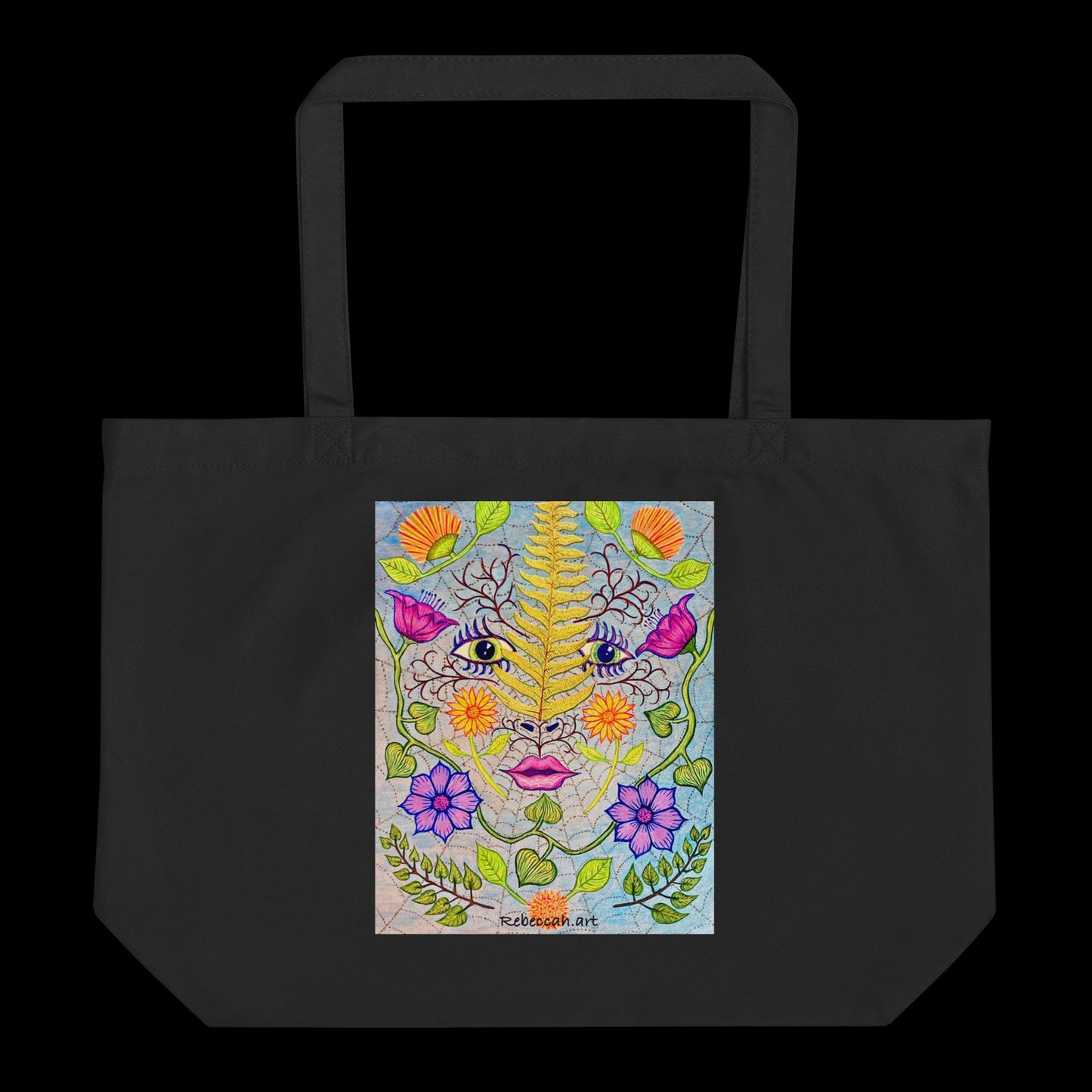 D - Nature Face - 20 x 14  organic cotton tote bag