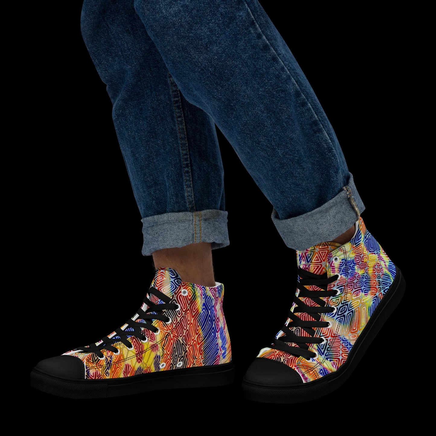 X - Abstract 3 - Men’s high top canvas shoes