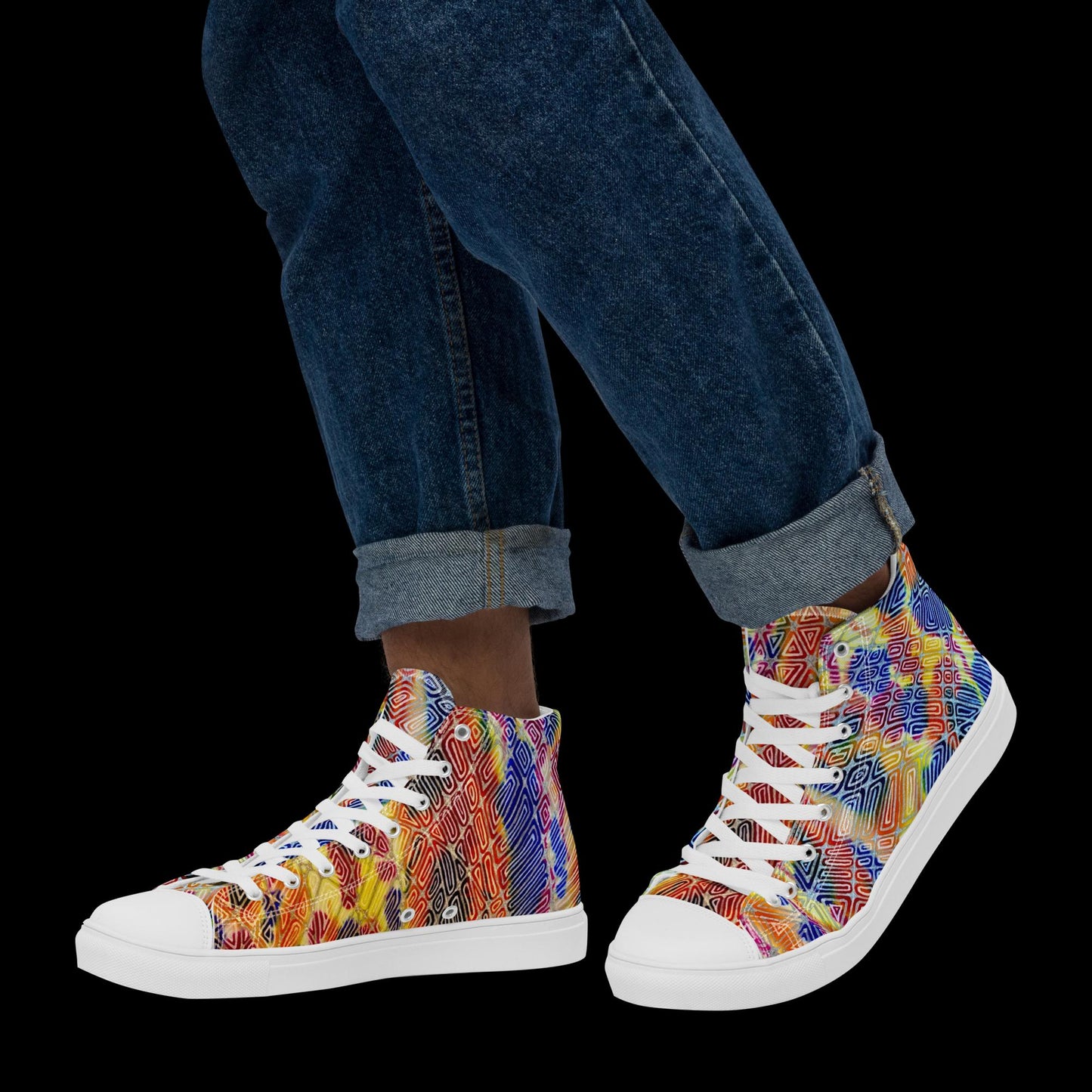 X - Abstract 3 - Men’s high top canvas shoes