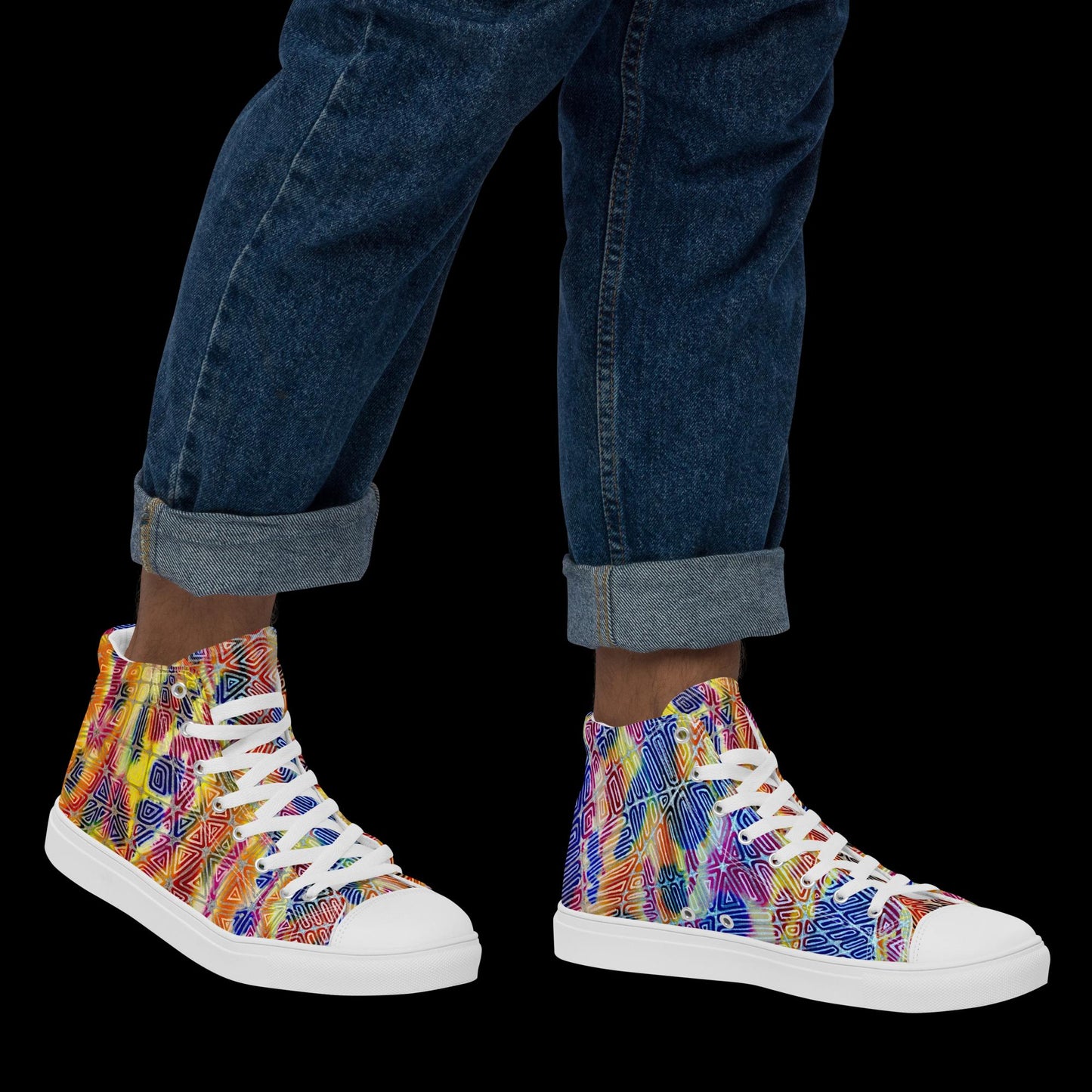 X - Abstract 3 - Men’s high top canvas shoes