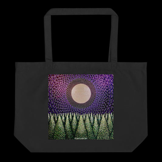 D - Full moon over forest - 20 x 14 organic cotton tote bag